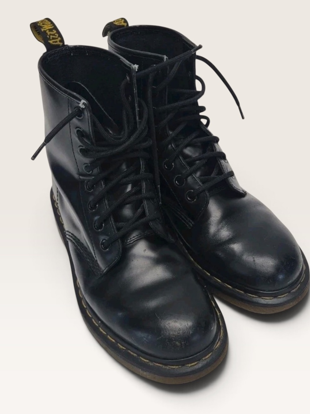Dr. Martens Women's 8 Hole Combat Boots Size 8 In Black Leather Grunge